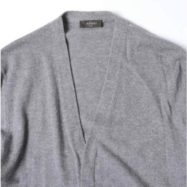 Berluti ベルルッティ イタリア製 レザーディテール カシミヤVネックカーディガン R14KCL51YABX M GRAY ニット トップス g27734 |  | 03