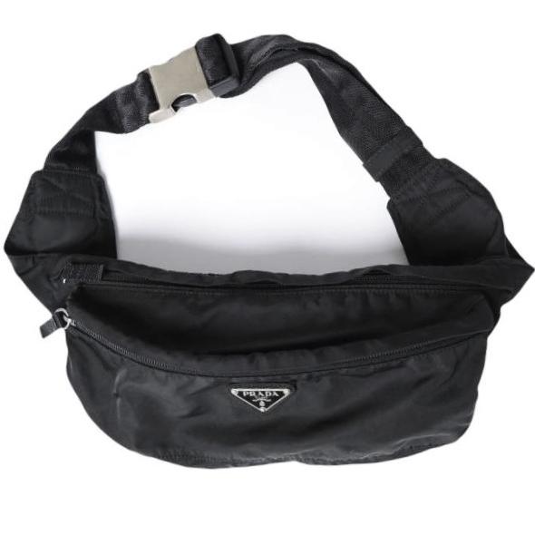 PRADA プラダ イタリア製 トライアングルロゴ ナイロンボディバッグ BLACK ウエストバッグ カバン g27741 | 