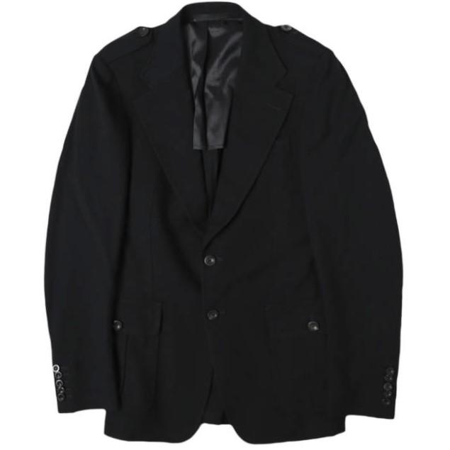 GUCCI グッチ エポーレット付き ウールギャバジン テーラードジャケット 46R BLACK 2B アウター g27745 | 