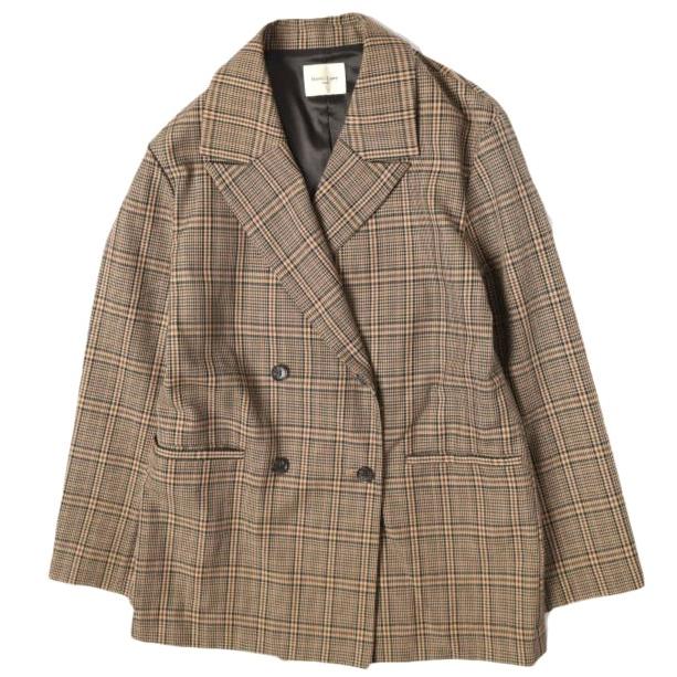 Demi-Luxe BEAMS デミルクス ビームス 20AW ダブルボタン チェックテーラードジャケット 68-16-0196-594 38 BROWN BEIGE グレンチェック | 