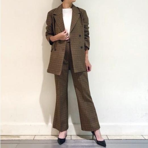 Demi-Luxe BEAMS デミルクス ビームス 20AW ダブルボタン チェックテーラードジャケット 68-16-0196-594 38 BROWN BEIGE グレンチェック |  | 02