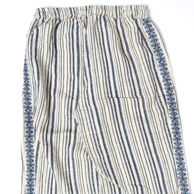 ELINA LEBESSI エリナリベッシー Stripe Pants ストライプイージーパンツ 61-23-0683-241 / 21EL0PANTS BLUE STRIPE フリンジ サイドライン |  | 06