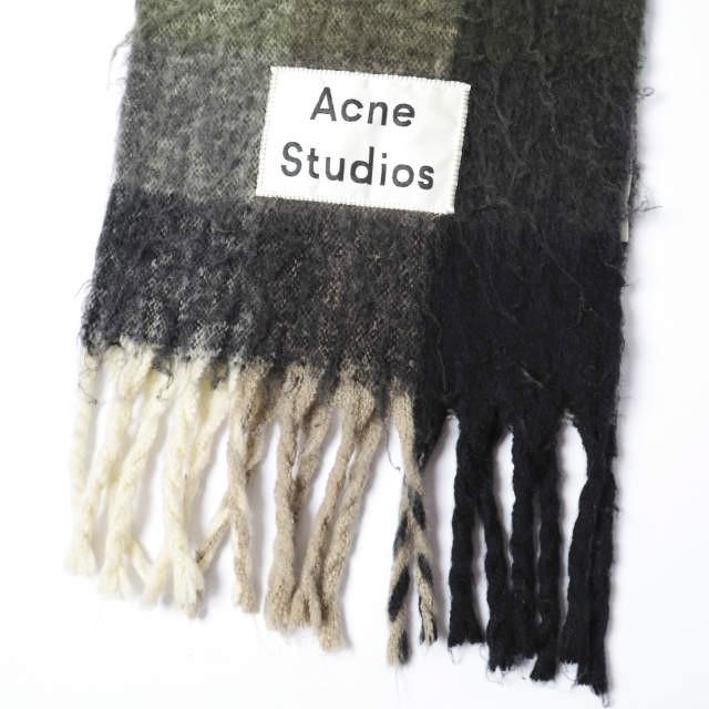 Acne Studios アクネストゥディオズ イタリア製 フリンジチェックマフラー 274176 Murti Green ウール スカーフ g27807 |  | 02