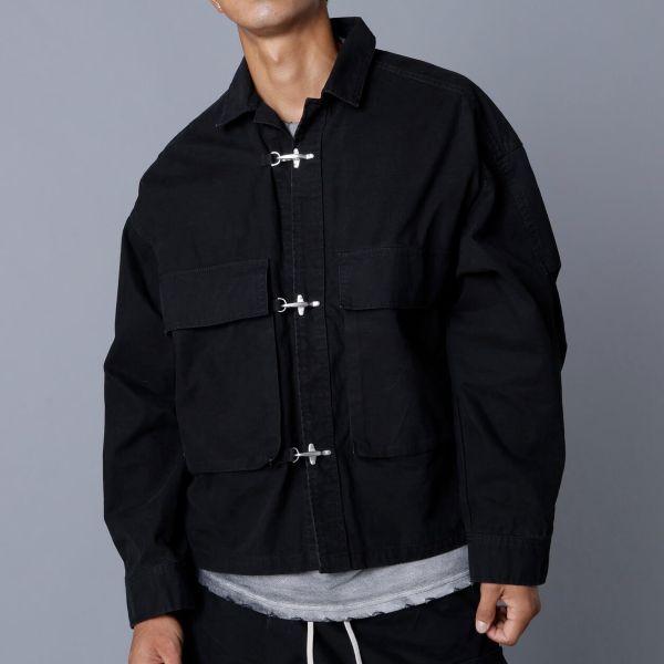 Danke Schon ダンケシェーン 25AW RIPSTOP CARGO SHIRT コットンリップストップ カーゴシャツジャケット L BLACK L.H.P. ファイヤーマン |  | 02