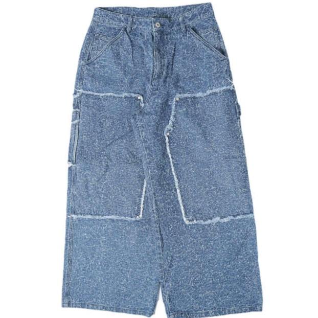 Danke Schon ダンケシェーン 26SS NEEDLEPUNCH DENIM W-KNEE PANTS ニードルパンチ デニムダブルニーパンツ 250936 L Blue ペインター | 