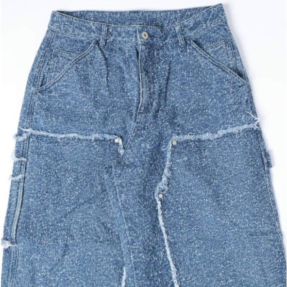 Danke Schon ダンケシェーン 26SS NEEDLEPUNCH DENIM W-KNEE PANTS ニードルパンチ デニムダブルニーパンツ 250936 L Blue ペインター |  | 04