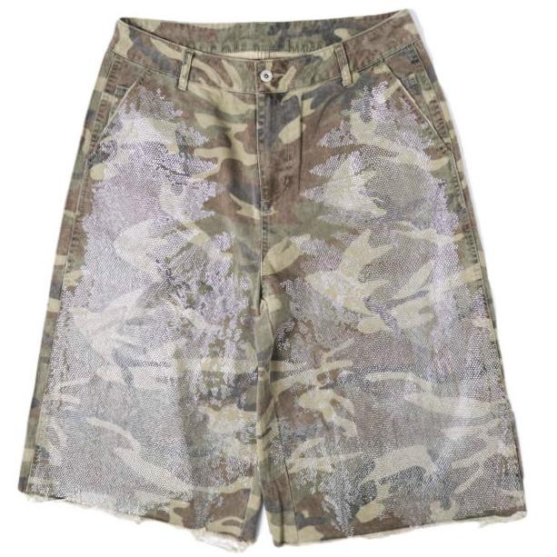Danke Schon ダンケシェーン 26SS 12oz Baggy Shorts Camo / Swaro ラインストーン バギーショーツ 250968 L カモフラージュ ワイド パンツ | 