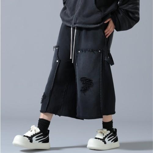 Danke Schon ダンケシェーン 26SS SULFUR SWEAT W-KNEE SHORTS 硫化染め スウェットダブルニーショーツ 250929 L BLACK ショートパンツ |  | 02