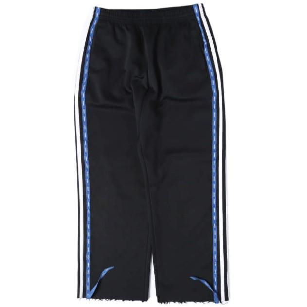 AZS TOKYO アザストーキョー SICKBOY TAPE TRACK PANTS サイドテープ トラックパンツ L BLACK イージー ジャージー カットオフ ボトムス | 