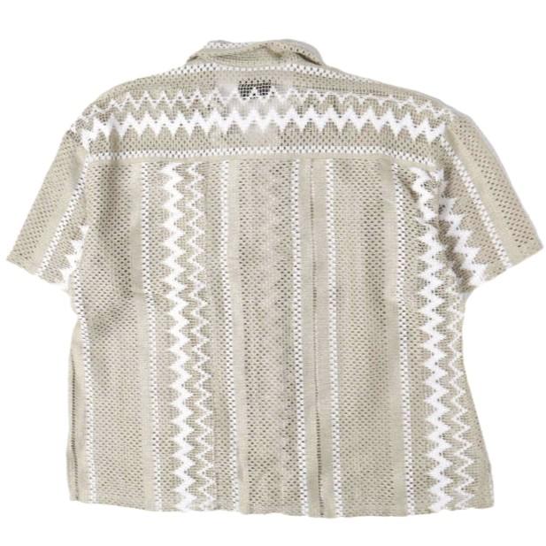 Danke Schon ダンケシェーン 26SS RUSSELL S/S SHIRTS ラッセル編み ショートスリーブニットシャツ L BEIGE L.H.P. 半袖 開襟 ストライプ |  | 01