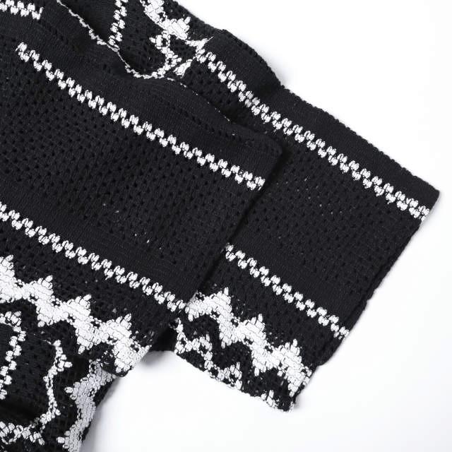 Danke Schon ダンケシェーン 26SS RUSSELL S/S SHIRTS ラッセル編み ショートスリーブニットシャツ M BLACK L.H.P. 半袖 開襟 ストライプ |  | 05