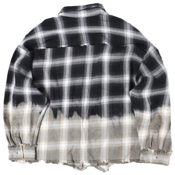 Danke Schon ダンケシェーン 26SS FLANNEL DAMAGE OMBRE BLEACH CHECK SHIRTS ダメージ＆ブリーチ加工 フランネルシャツ M BLK サンプル品 |  | 01