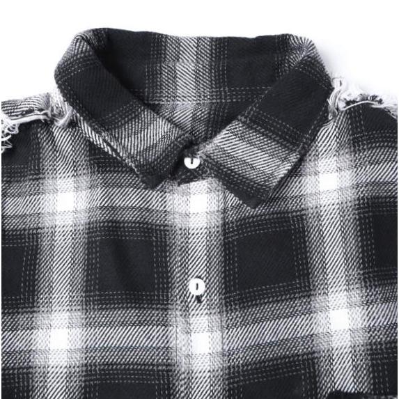 Danke Schon ダンケシェーン 26SS FLANNEL DAMAGE OMBRE BLEACH CHECK SHIRTS ダメージ＆ブリーチ加工 フランネルシャツ M BLK サンプル品 |  | 03