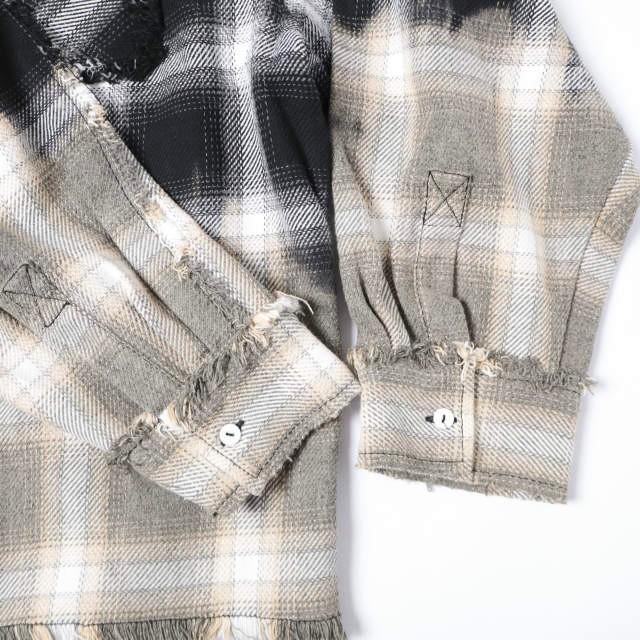 Danke Schon ダンケシェーン 26SS FLANNEL DAMAGE OMBRE BLEACH CHECK SHIRTS ダメージ＆ブリーチ加工 フランネルシャツ M BLK サンプル品 |  | 05
