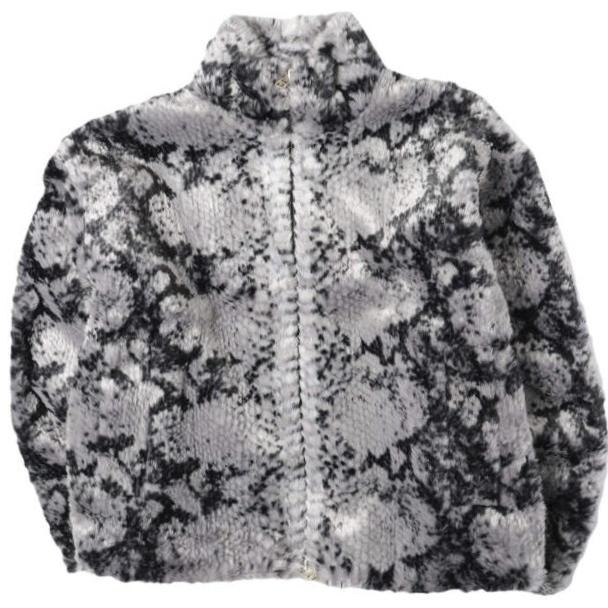新品 Danke Schon ダンケシェーン ECO FUR STAND BLOUSON PISON パイソン柄 エコファースタンドカラーブルゾン L GRAY サンプル品 g27875 | 