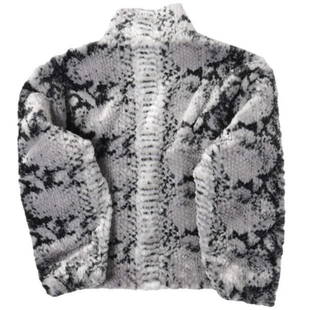 新品 Danke Schon ダンケシェーン ECO FUR STAND BLOUSON PISON パイソン柄 エコファースタンドカラーブルゾン L GRAY サンプル品 g27875 |  | 01