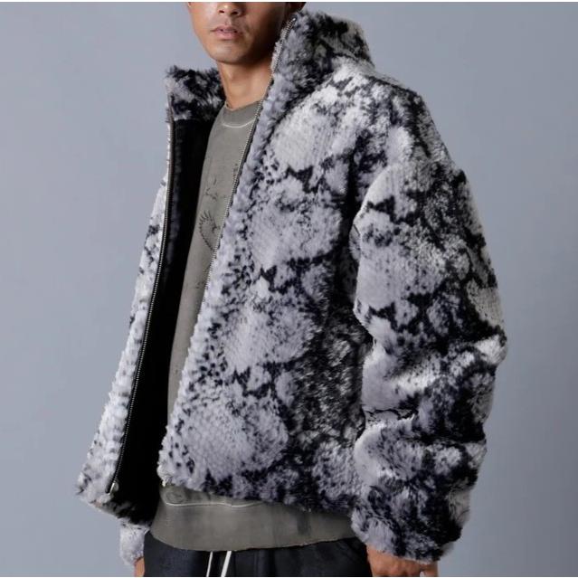 新品 Danke Schon ダンケシェーン ECO FUR STAND BLOUSON PISON パイソン柄 エコファースタンドカラーブルゾン L GRAY サンプル品 g27875 |  | 02