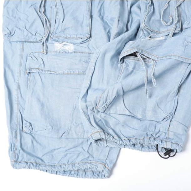 Danke Schon ダンケシェーン PREMIUM RELUX DENIM ICEWASH CARGOPANTS ダメージ加工 デニムワイドカーゴパンツ L Blue L.H.P. サンプル品 |  | 06