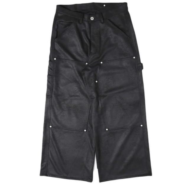 新品 Danke Schon ダンケシェーン W KNEE PAINTER ECO SUEDE フェイクスエード ダブルニーペインターパンツ UNS24025 L BLACK サンプル品 | 