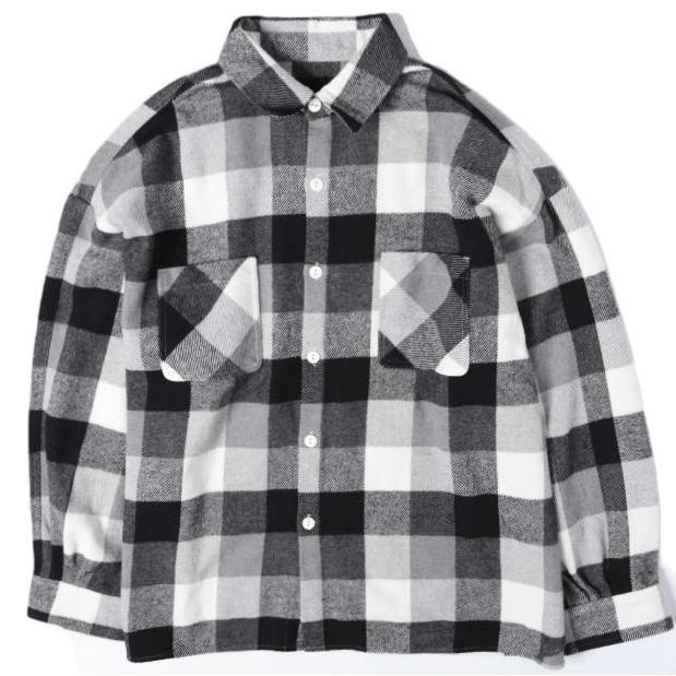 B omnivore ビーオムニボー 25AW BLOCK CHECK SHIRTS ブロックチェックシャツ UNS24033B-B0 L ブラック 長袖 フランネル BEAVER サンプル品 | 