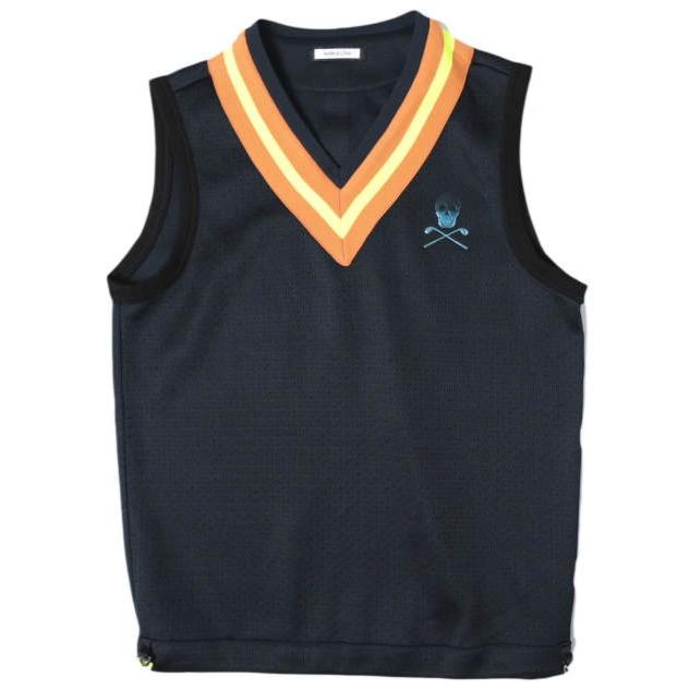 MARK＆LONA マークアンドロナ Freq Mesh Vest メッシュベスト MLM-0A-AC07 48 NAVY ジレ ライン スカル ゴルフウェア トップス g27901 | 