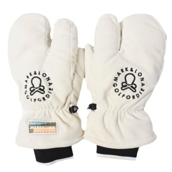 MARK＆LONA マークアンドロナ Ever Fleece Glove POLARTECフリース ブランクスカルサークル刺繍 ミトン WHITE 手袋 グローブ ゴルフウェア | 