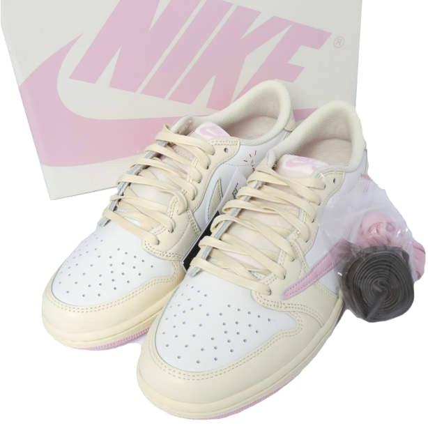 新品 Travis Scott x NIKE トラヴィス・スコット ナイキ 26SS 別注 AIR JORDAN 1 LOW OG SP IQ7604-100 US9(27cm) MUSLIN/SHY PINK-SAIL | 