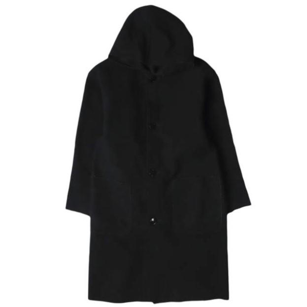 HYKE ハイク 日本製 14AW MELTON HOODED COAT カットオフ メルトンフードコート 2(M) BLACK コクーン アウター g27965 | 