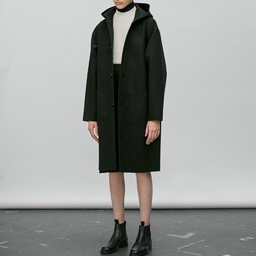 HYKE ハイク 日本製 14AW MELTON HOODED COAT カットオフ メルトン
