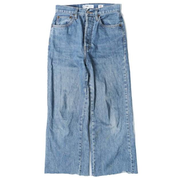 RE/DONE リダン アメリカ製 WIDE LEG CROP カットオフ ワイドデニムパンツ 182-3WHRWCJ 26 Indigo ボタンフライ ジーンズ MADE IN USA | 