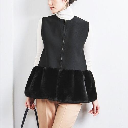 UNITED ARROWS ユナイテッドアローズ 24AW フェイクファーコンビベスト 1518-106-1840 Free BLACK ジレ ジップアップ トップス g27976 |  | 02