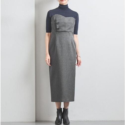 UNITED ARROWS ユナイテッドアローズ 24AW ビスチェワンピース 1526-199-3841 36 Gray Stripe ストライプ ロング トップス g27978 |  | 02