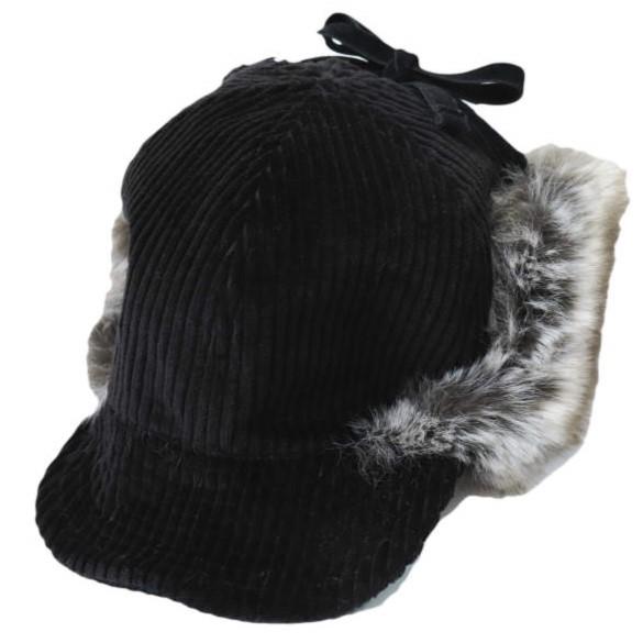 INFIELDER DESIGN x BEAMS BOY インフィールダーデザイン ビームスボーイ ピーターキャップ BLACK コーデュロイ ボア フライトキャップ | 