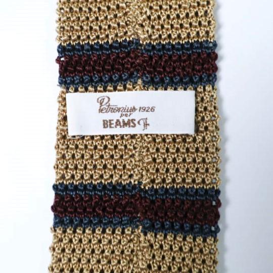 Petronius x BEAMS F ペトロニウス ビームスエフ 別注 イタリア製 シルクボーダーニットタイ BEIGE ネクタイ g28184 |  | 05