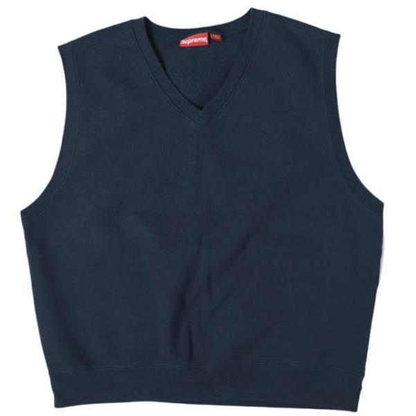 SUPREME シュプリーム 23SS カナダ製 Sweatshirt Vest 裏起毛 スウェットシャツベスト L NAVY Vネック トップス g28192 | 