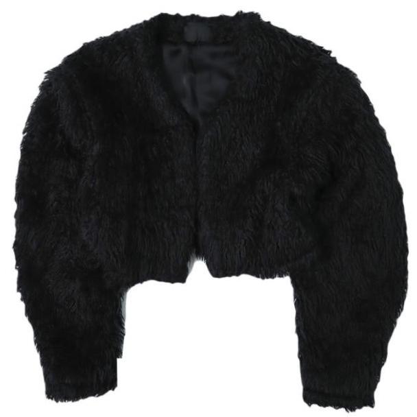 DICH HENDERSON ディッヒヘンダーソン 日本製 CROPPED FAKE FUR JACKET クロップドフェイクファージャケット Free BLACK ノーカラー | 