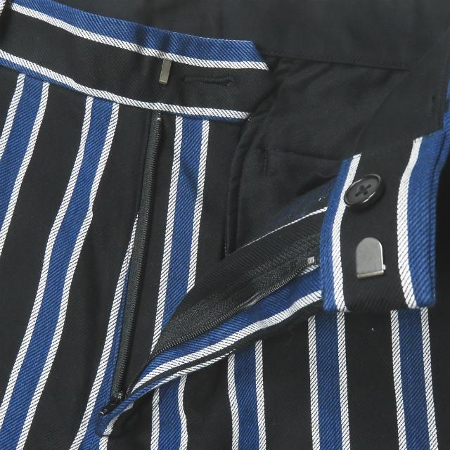 新品 KUON クオン 20AW 日本製 TRIMMED TROUSERS 裂き織りストライプトラウザーズパンツ 2002-PT0708 L BLACK/BLUE レジメンタル g2878 |  | 03
