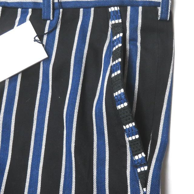 新品 KUON クオン 20AW 日本製 TRIMMED TROUSERS 裂き織りストライプトラウザーズパンツ 2002-PT0708 L BLACK/BLUE レジメンタル g2878 |  | 04