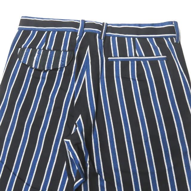 新品 KUON クオン 20AW 日本製 TRIMMED TROUSERS 裂き織りストライプトラウザーズパンツ 2002-PT0708 L BLACK/BLUE レジメンタル g2878 |  | 05