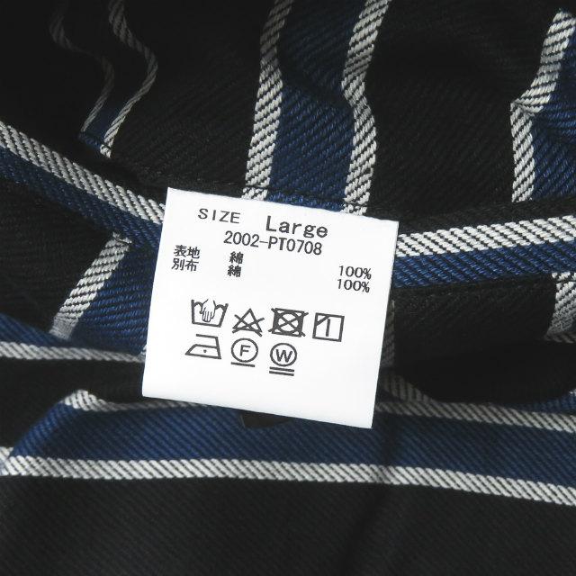 新品 KUON クオン 20AW 日本製 TRIMMED TROUSERS 裂き織りストライプトラウザーズパンツ 2002-PT0708 L BLACK/BLUE レジメンタル g2878 |  | 09