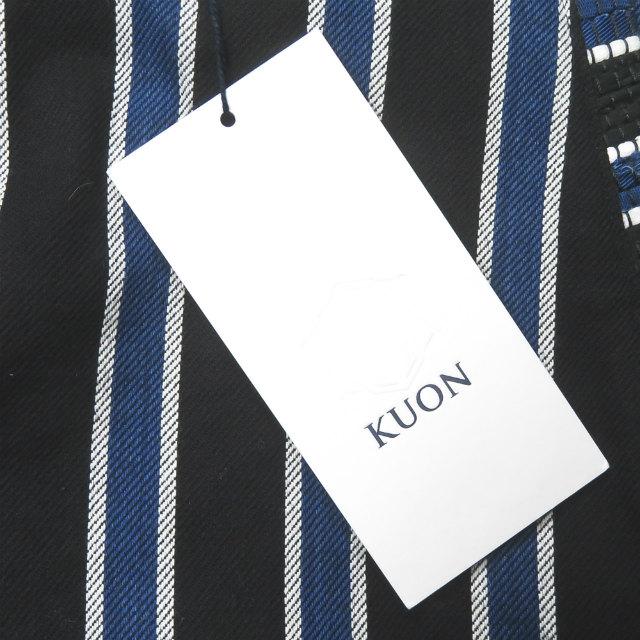 新品 KUON クオン 20AW 日本製 TRIMMED TROUSERS 裂き織りストライプトラウザーズパンツ 2002-PT0708 M BLACK/BLUE レジメンタル g2880 |  | 02