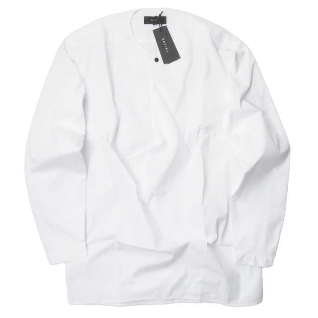 新品 QASIMI カシミ 20SS SAMA POPLIN WRAP SHIRT コットンポプリンラップシャツ SH13 44 ホワイト ノーカラー プルオーバー g3009 | 