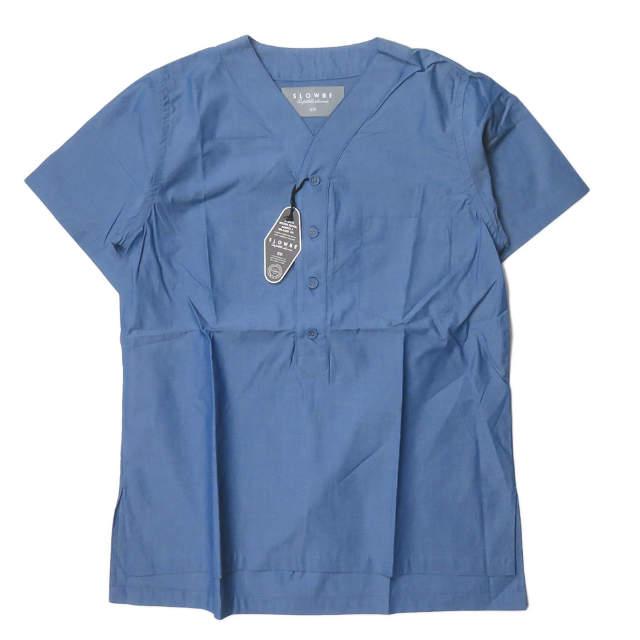 新品 SLOWBE スローブ S/S SLEEP SHIRTS スリーピングシャツ TS-16S-1003 2 ブルー 半袖 プルオーバー ベースボールシャツ パジャマ g3056 | 
