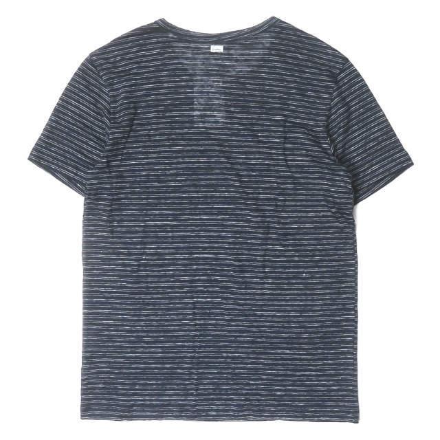 新品 Schiesser シーサー HELMUT - Striped Slub Linen-Jersey T-Shirt リネンボーダーポケットTシャツ 160907 6/L ネイビー 半袖 g3553 |  | 01
