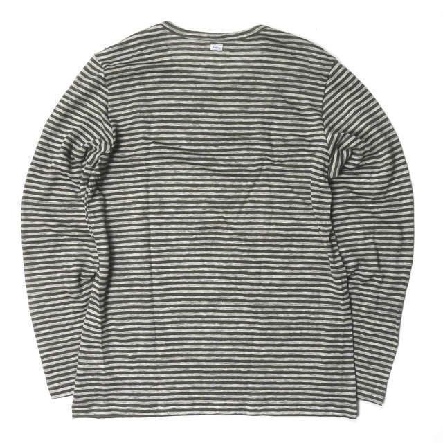 新品 Schiesser シーサー HELMUT - Striped Slub Linen-Jersey T-Shirt リネンボーダーロングスリーブTシャツ 160923 5/M オリーブ g3554 |  | 01