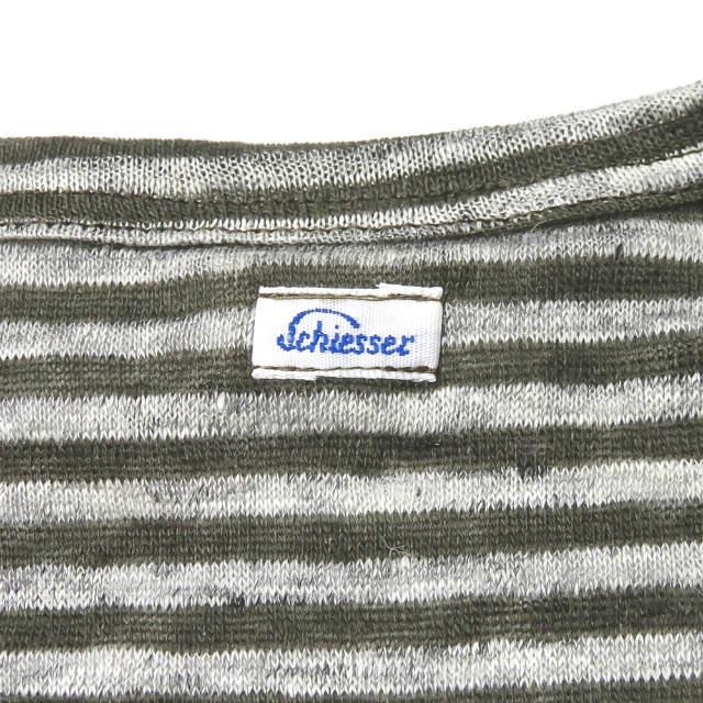 新品 Schiesser シーサー HELMUT - Striped Slub Linen-Jersey T-Shirt リネンボーダーロングスリーブTシャツ 160923 5/M オリーブ g3554 |  | 07