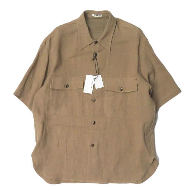 新品 AURALEE オーラリー 19SS LINEN SILK SUMMER TWEED HALF SLEEVED 