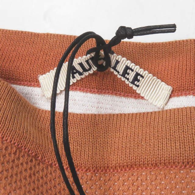 AURALEE - AURALEE オーラリー 21SS 日本製 GIZA BIRDS EYE DOUBLE FACE BOAT NECK P/O バーズアイボートネックニットTシャツ A21SP01BW 0 オレンジ 七分袖 トップス【新古品】【中古】【AURALEE】 AURALEE - AURALEE オーラリー 21SS 日本製 GIZA BIRDS EYE