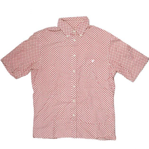 A BATHING APE ア ベイシング エイプ 大猿 ギンガムチェックショートスリーブBDシャツ L レッド 半袖 BAPE トップス g3657 | 