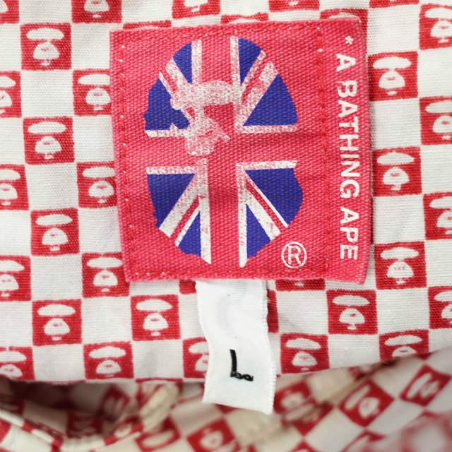 A BATHING APE ア ベイシング エイプ 大猿 ギンガムチェックショートスリーブBDシャツ L レッド 半袖 BAPE トップス g3657 |  | 02